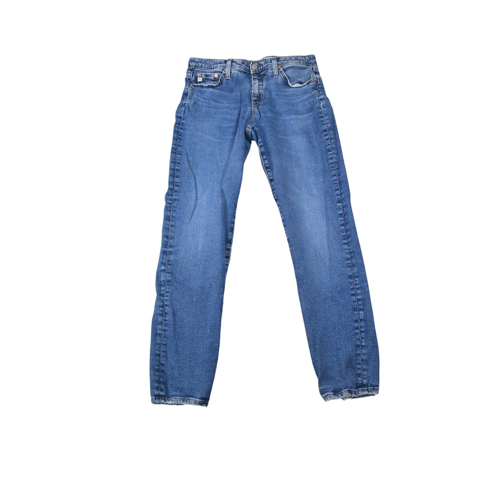 AG Prima Ankle Jeans Womens 28 Blue Good Cigarette Leg Mid Rise Distressed Hem